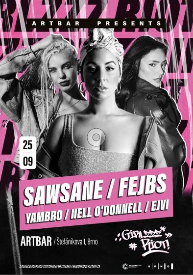 Plakát události Girlzzz Riot! : Fejbs | Sawsane | Yambro
