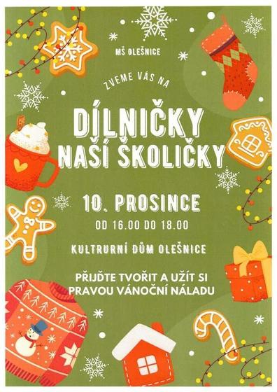 Plakát události Dílničky naší školičky, Olešnice