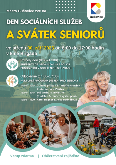 Plakát události Den sociálních služeb a svátek seniorů v Bučovicích