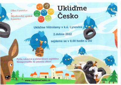 Plakát události Ukliďme Česko, ukliďme Větrolamy v k.ú. Lysovice