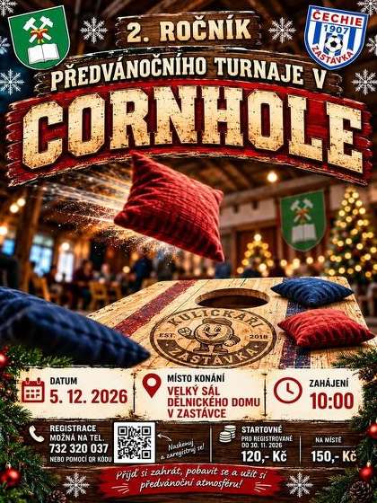 Plakát události Předvánočního turnaje v Cornhole