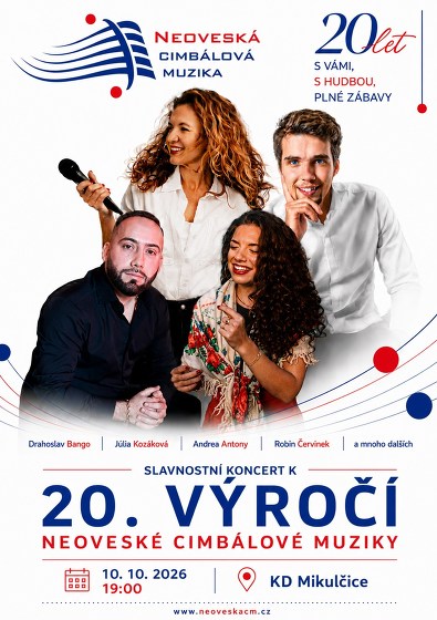 Plakát události 20. výročí Neoveské cimbálové muziky