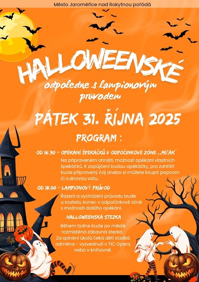 Plakát události Halloweenské odpoledne s lampionovým průvodem