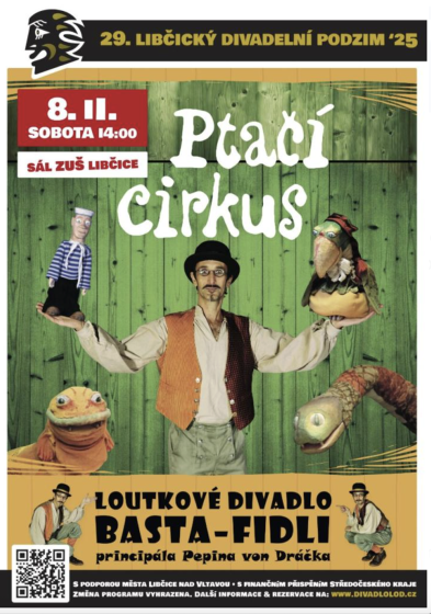 Plakát události Libčický divadelní podzim 2025: Basta Fidli - Ptačí cirkus