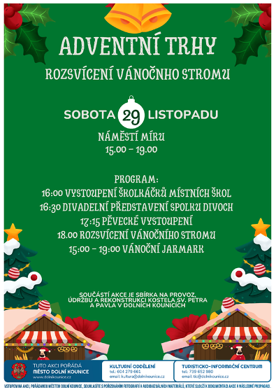Plakát události Adventní trhy a rozsvícení vánočního stromu