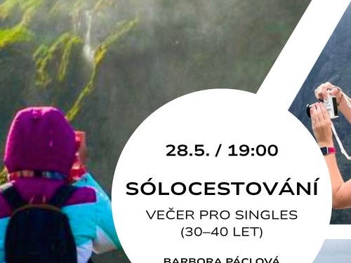 Plakát události Sólocestování - večer pro singles (30–40 let)