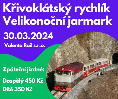 Plakát události Křivoklátským rychlíkem na velikonoční jarmark