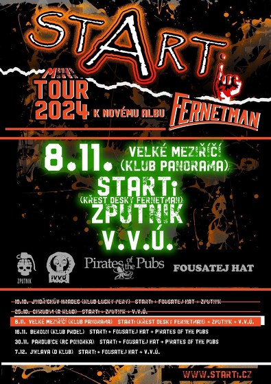 Plakát události Fernetman Tour - V.V.Ú., ZPUTNIK, STARTi - club Panorama