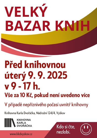 Plakát události Velký bazar knih před knihovnou