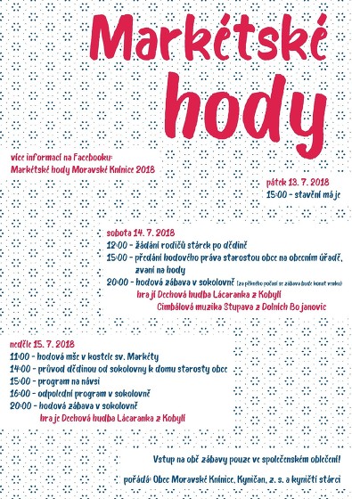 Plakát události Markétské hody v Moravských Knínicích 2018
