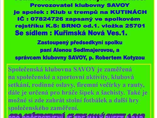 Znovu otevření klubovny Savoy Velká Bíteš