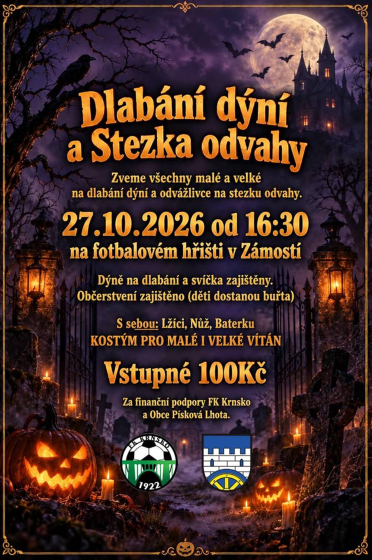 Plakát události Dlabání dýní a Stezka odvahy