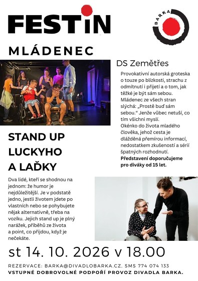 Plakát události FEST IN 2026: Mládenec + Stand up Luckyho a Laďky