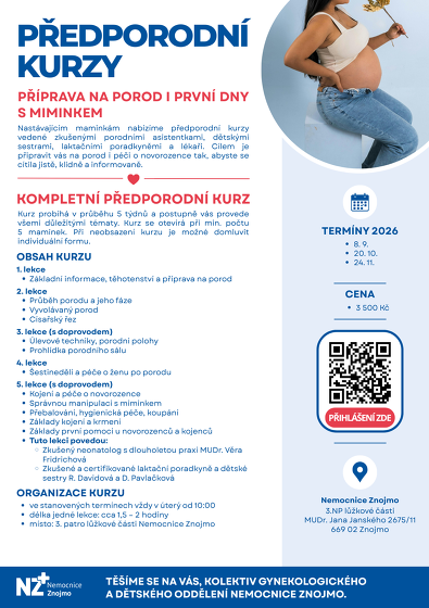 Plakát události Předporodní kurzy – Nemocnice Znojmo