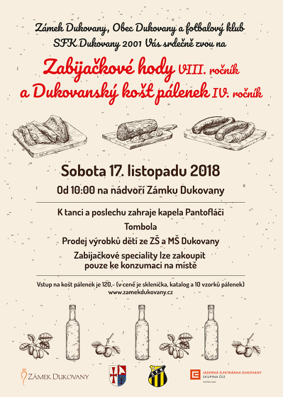 Plakát události Zabijačkové hody a Dukovanský košt pálenek