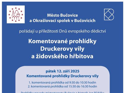 Plakát události Komentované prohlídky Druckerovy vily a židovského hřbitova