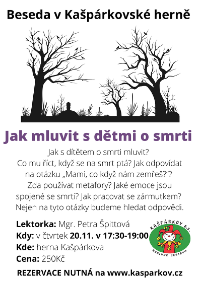 Plakát události Beseda - Jak mluvit s dětmi o smrti