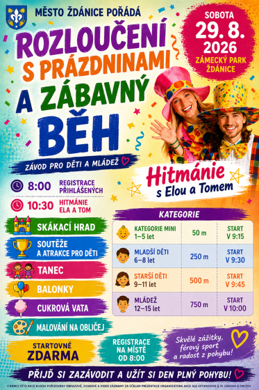 Plakát události Rozloučení s prázdninami a zábavný běh