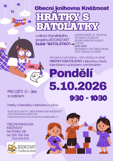 Plakát události Hrátky s batolátky v knihovně Kněžmost