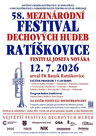 Plakát události 58. mezinárodní festival dechových hudeb Ratíškovice