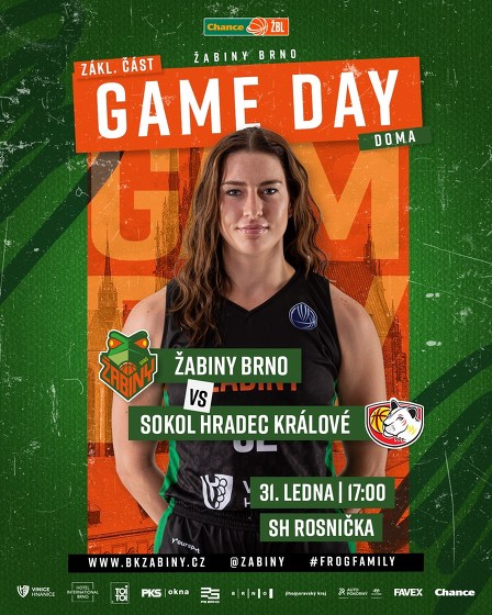 Plakát události Chance ŽBL: Žabiny Brno - Sokol Hradec Králové