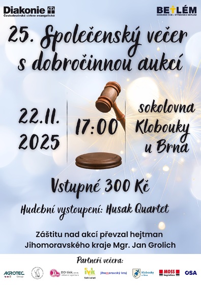 Plakát události 25. společenský večer s dobročinnou aukcí