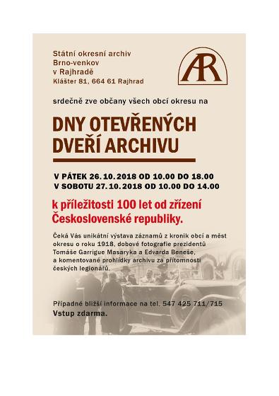 Plakát události Dny otevřených dveří archivu