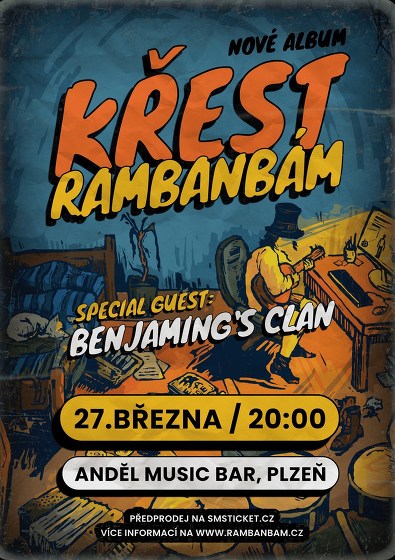 Plakát události Rambanbám (křest alba) + host: Benjaming's Clan