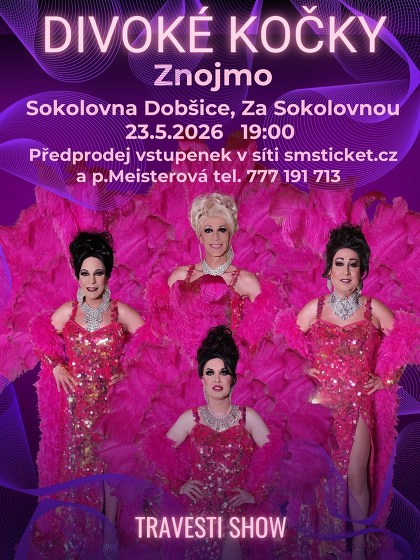 Plakát události Travesti Divoké kočky ve Znojmě