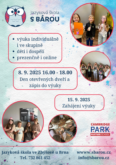 Plakát události Zápis do výuky a den otevřených dveří v Jazykové škole s Bárou
