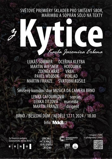 Plakát události Světové premiéry skladeb na texty z Kytice K. J. Erbena