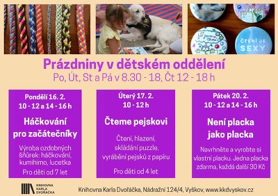 Plakát události Prázdniny v dětském oddělení: Čteme pejskovi