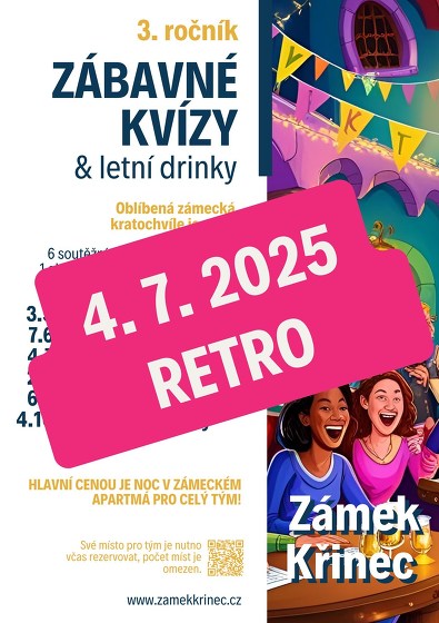 Plakát události Zábavný kvíz na zámku Křinec | Retro