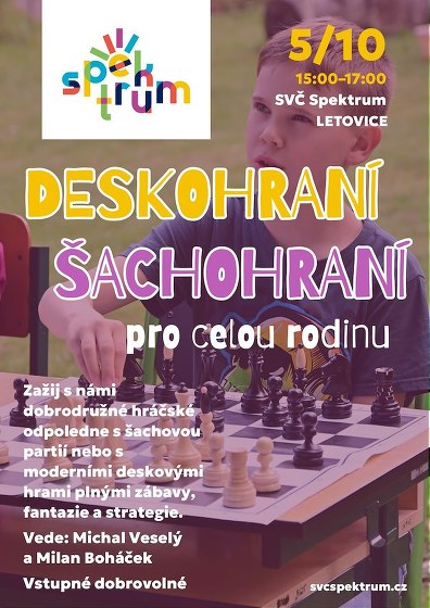 Plakát události Deskohraní a Šachohraní pro celou rodinu, Letovice
