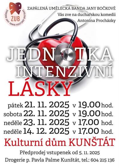 Plakát události Divadlo: Jednotka intenzivní lásky, Kunštát