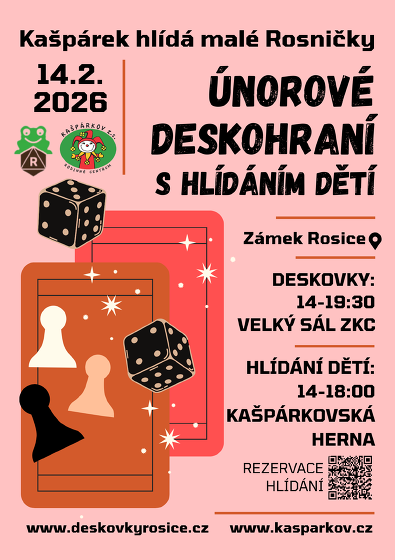 Plakát události Únorové deskohraní s hlídáním dětí