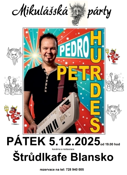 Plakát události Mikulášská párty s Pedrem na Štrůdlkafe