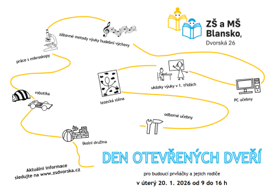 Plakát události Den otevřených dveří pro budoucí prvňáčky a jejich rodiče