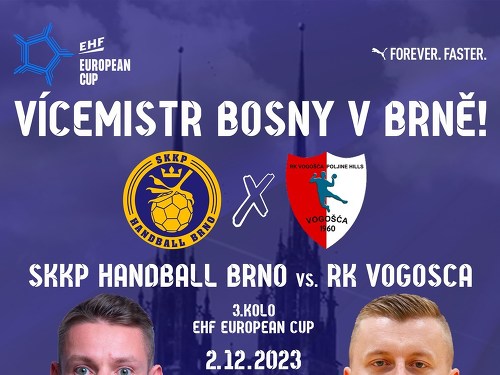 Plakát události SKKP Handball Brno vs. RK Vogošća (EHF European Cup)