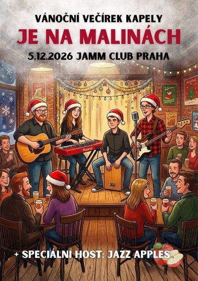 Plakát události Vánoční večírek kapely Je na malinách