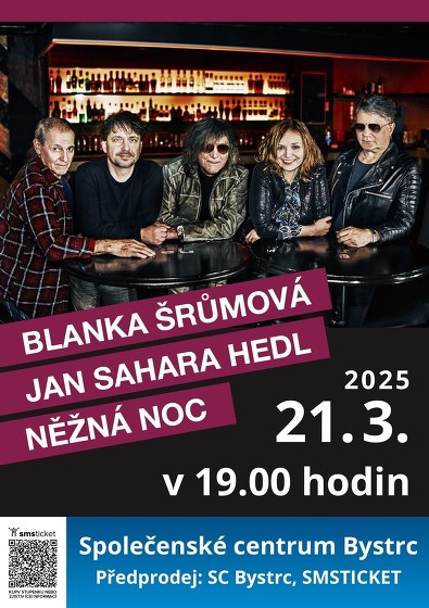 Plakát události Blanka Šrůmová, Jan Sahara Hedl a Něžná noc