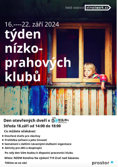 Plakát události Den otevřených dveří v NZDM Kotelna