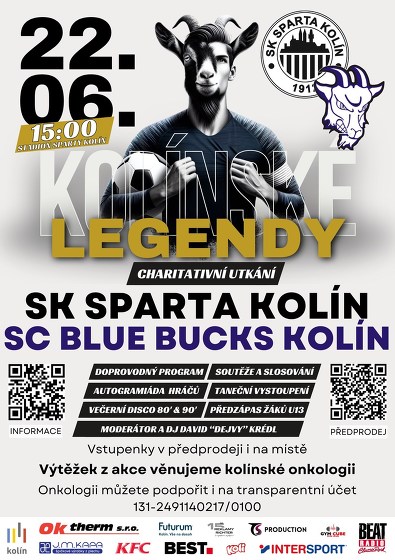 Plakát události Kolínské legendy - charitativní zápas