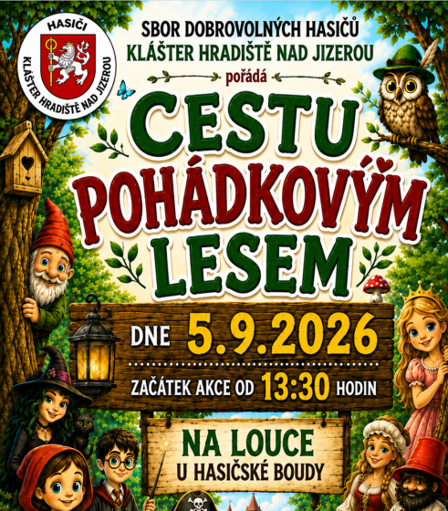 Plakát události Klášter Hradiště nad Jizerou pořádá Cestu pohádkovým lesem