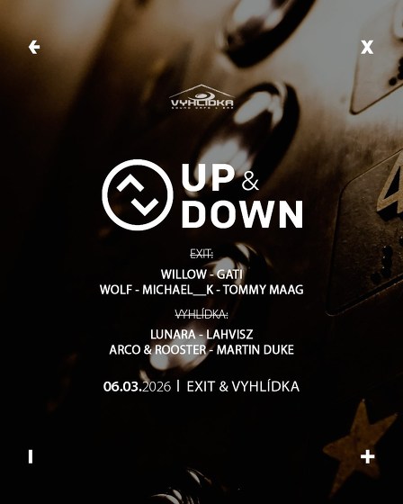 Plakát události Up & Down (EXIT x Vyhlídka)
