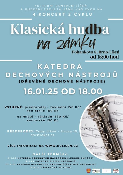 Plakát události Klasická hudba na zámku (Katedra dechových nástrojů)