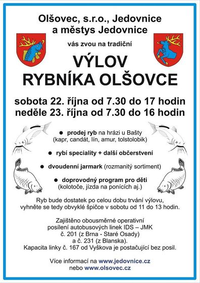 Plakát události Výlov rybníka Olšovce 22. a 23. 10. 2016