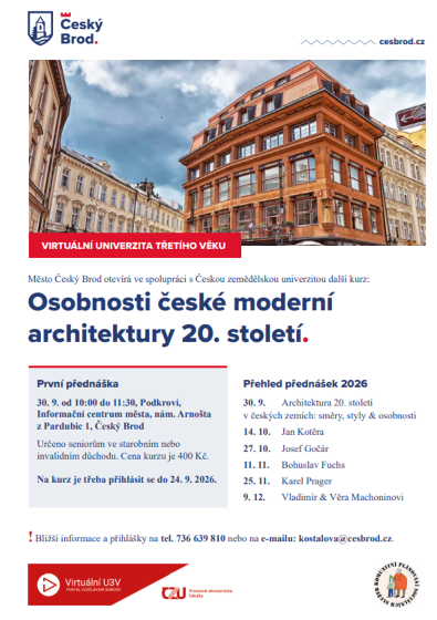Plakát události Město Český Brod ve spolupráci s ČZU otevírá nové kurzy VU3V