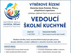 Mateřská škola Potůček, Říčany nabízí práci na pozici Vedoucí školní kuchyně v obci Říčany