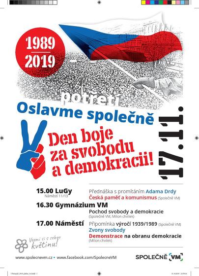 Plakát události Oslava 17. listopadu ve Velkém Meziříčí